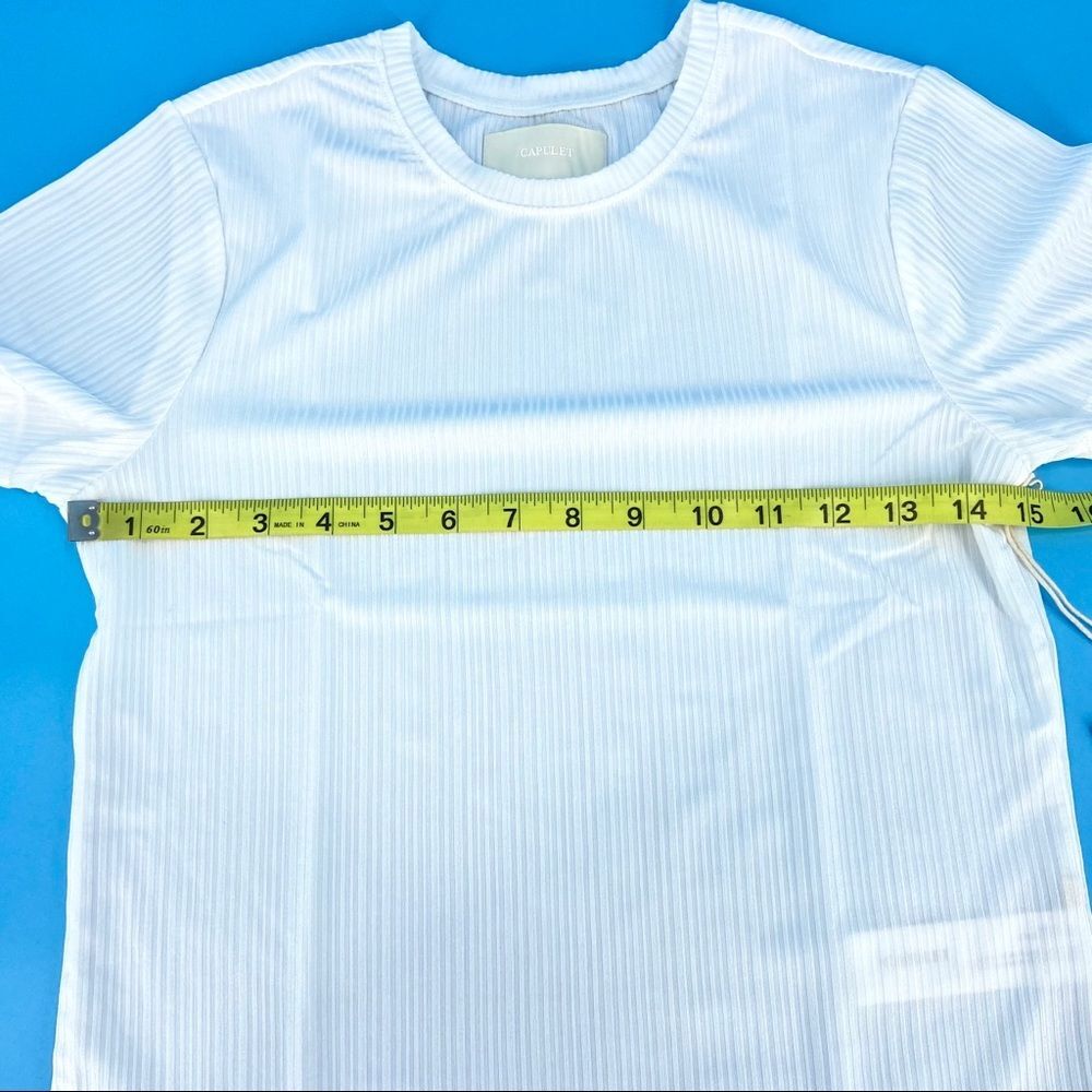 Capulet Jasmine White Ribbed Shiny Baby Tee Small NEW - Picture 8 of 12